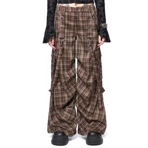 Minga London Plaid Wide Leg Cargo Pants Size 28